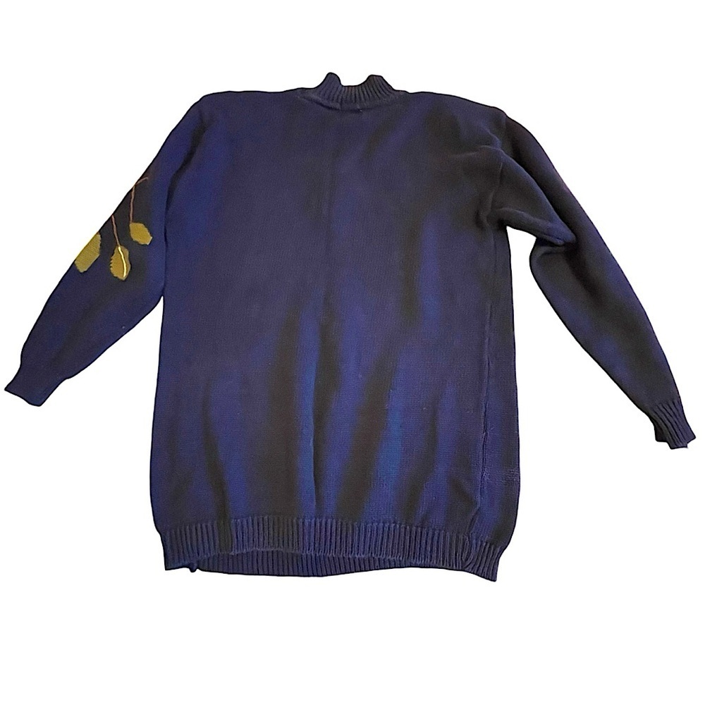 Hasting & Smith Vintage Intarsia Sweater Fall Leaves Grapes Cotton Ramie Size M - Picture 2 of 15